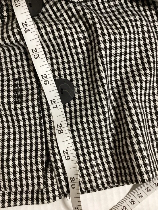 Zara Black and White Gingham Midi Skirt with Asymmetric Button Placket Euro XL - Picture 6 of 10